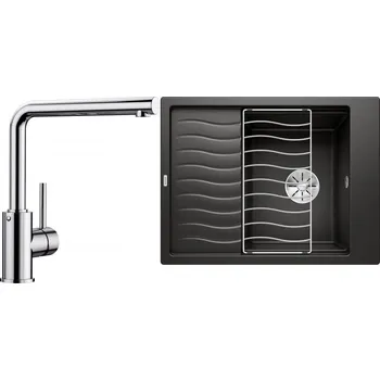 Granitový dřez Set RS Blanco Elon 45 S+ Blanco Mila (bílá + chrom)