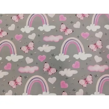 Softshell zimní šíře 145cm - motýlci mezi duhami (50cm)