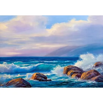 Obraz Obraz Na Plátně Vlny a Skály u Moře 40x30