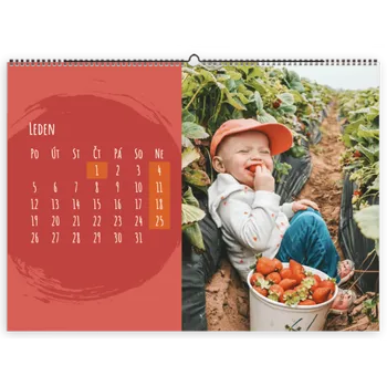 Fotokalendář Nástěnný fotokalendář, A4 na šířku, Z vlastních fotek, Online a snadno v editoru. Motiv Malinový