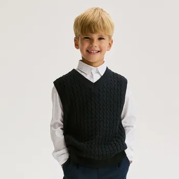 Dětská móda Reserved - Bavlněná vesta - tmavomodrá - 822BE-59X - 822BE-59X-140