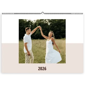 Fotokalendář Nástěnný Fotokalendář 2026, A4 na šířku, Kvalitní fotopapír a kovová spirála, Jednoduchý editor. Motiv Chic