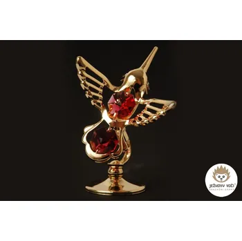 DEKORACE CRYSTOCRAFT SE SKLENĚNÝM KRYSTALEM - ZLATÝ KOLIBŘÍK