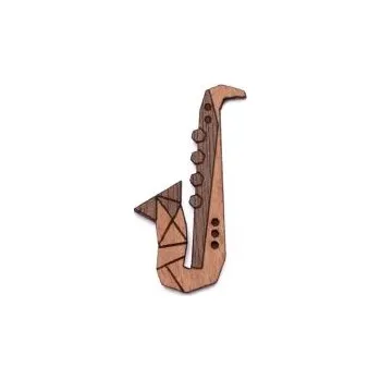Brož Dřevěná brož Saxophone Brooch s praktickým zapínáním a možností výměny či vrácení do 30 dnů zdarma - BR79