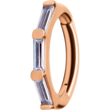 Piercing Atreya Ocelový oválný kroužek pro rook piercing s prémiovými zirkony - rosegold