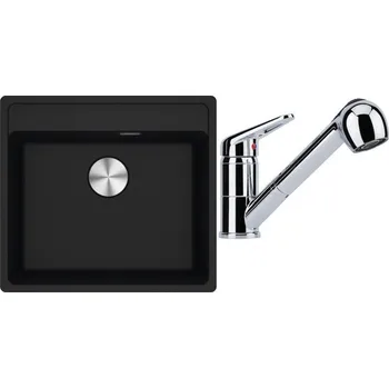Granitový dřez Set RS Franke Maris MRG 610-52 RTL + Franke FC 9547 (černá matná + chrom)