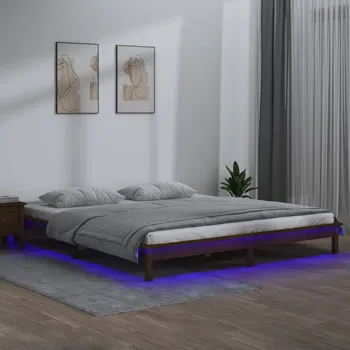 Nábytek vidaXL Rám postele s LED světlem medově hnědý 120x200 cm masivní dřevo