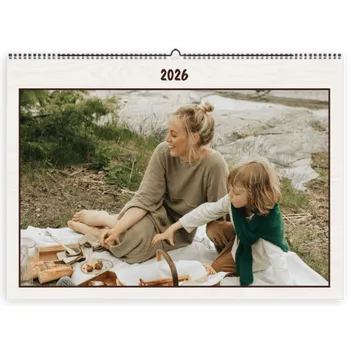 Fotokalendář Fotokalendář A3 na šířku, Vlastní fotky, Online editor a snadná výroba. Motiv Dřevěné pozadí