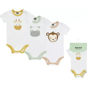 Kojenecký body Body krátký rukáv set 3 kusy Multipack SAFARI vel. 68