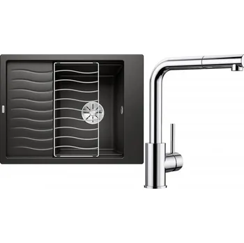 Granitový dřez Set RS Blanco Elon 45 S + Blanco Mila-S (bílá + chrom)