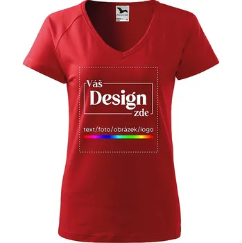 FOTODÁRKY: Foto-tričko ČERVENÉ dámské V, krátký rukáv - M