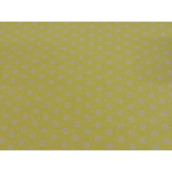 Bavlněná česká látka šíře 160cm - Bílá kytka na žluté (50cm)