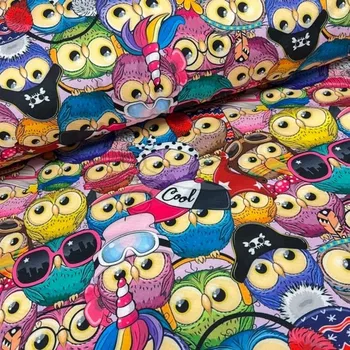 Softshell zimní s beránkem šíře 145cm - sovičky (50cm)