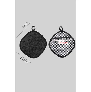 Chňapka Silikonová rukavice s kapsou na troubu, podstavec pod hrnec – černá