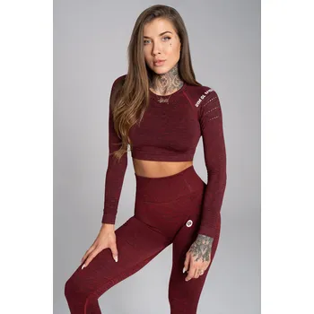 Gym Glamour Crop top s dlouhým rukávem Bordo Melange M
