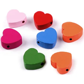 Korálek Dřevěné korálky srdce