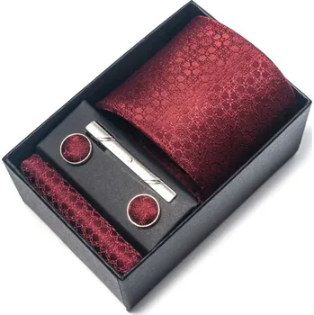 Kravata Kravata Roma | Manžetové knoflíčky | Spona | Kapesníček Červená