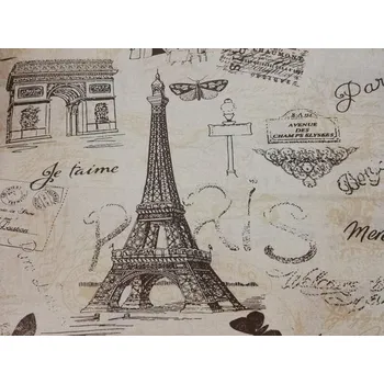 Bavlněná česká látka šíře 160cm - Paříž na hnědé (50cm)