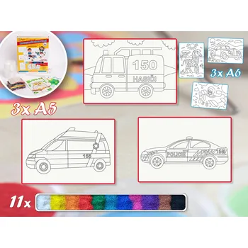kreativní sada Radost v písku Základní sada ZÁCHRANÁŘI - Barevné pískování obrázků