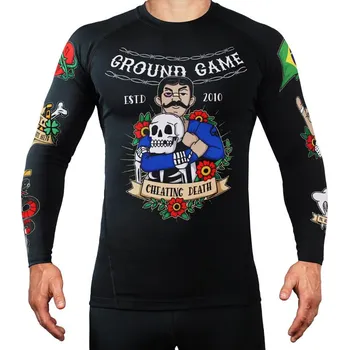 Rashguard Rashguard Ground Game OLDSCHOOL - dlouhé rukávy - černý Velikost: S