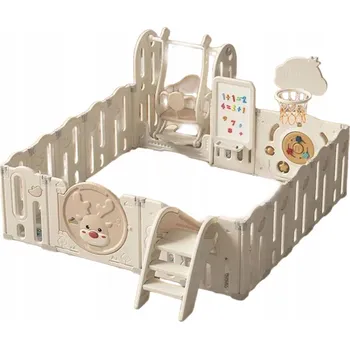 Dětská ohrádka Dětská ohrádka s houpačkou, basketbalovým košem a skluzavkou, 190 x 196 cm