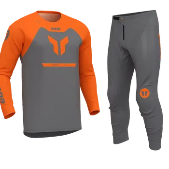 Moto dres Motokrosové - enduro kalhoty a dres / motokrosový - enduro komplet THOR RIDEMODE MENACE barva šedá/oranžová