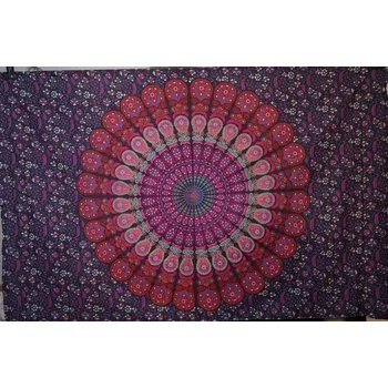 Přehoz na lůžko Indická orientální PŘEHOZ Mandala etno boho na pláž bavlna 200 x 140 cm