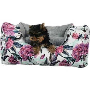 Pelíšek pro psa Pelíšek s vchodem (Růžové květy) hnědá, 80x60, Mašlička