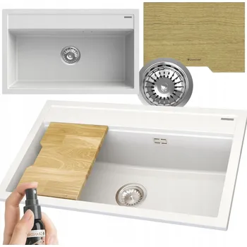 Granitový dřez Jednokomorový granitový dřez Granitan ASTI, bílý