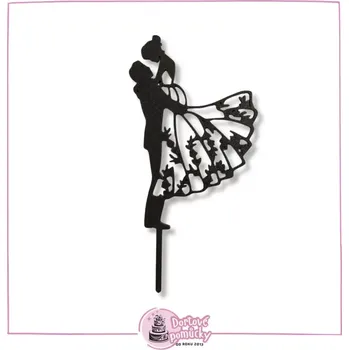 Svatební dekorace Svatební pár č.2 - plastový zápich - Fialová