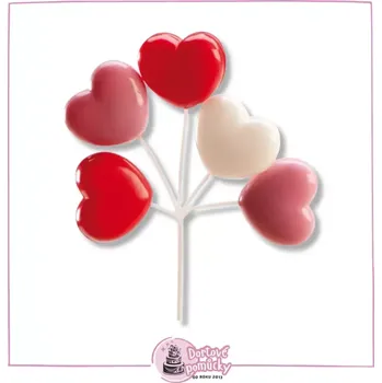 Party dekorace Zapichovací srdíčka červeno-bílé – dekorace na dort