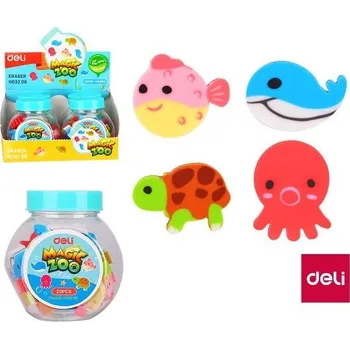 Pryž Guma mazací zvířátka mini, dóza 20ks DELI EH03206