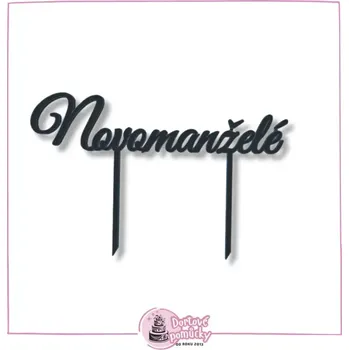 Novomanželé - plastový zápich - Duhová růžová