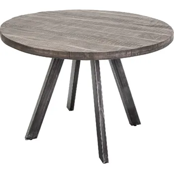 Jídelní stůl Šedý kulatý jídelní stůl z mangového dřeva Iron craft 120 cm