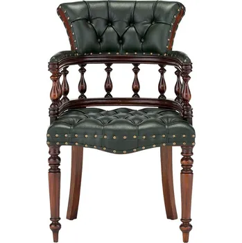 Zelené křeslo Windsor masiv mahagon