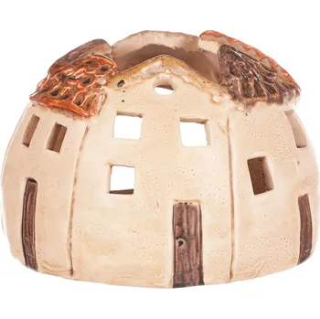 Svícen Domeček keramický - tvar městečka, na čajovou svíčku