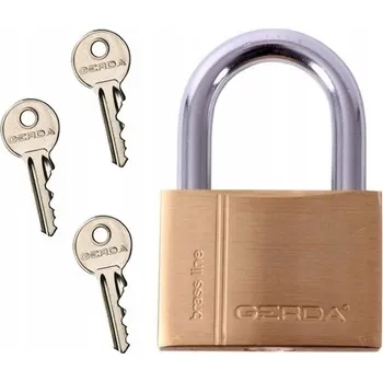 Visací zámek Mosazná visací zámek Gerda 50 mm, 3 klíče - zacvakávací