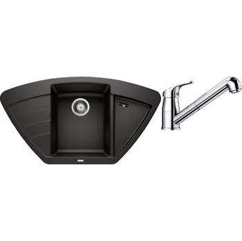 Granitový dřez Set RS Blanco Zia 9 E + Blanco Daras-S (bílá + chrom)