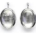 Zlaté náušnice, bílé i žluté zlato, přírodní kámen křišťál - NK 1454 (křišťál 14x10 mm)