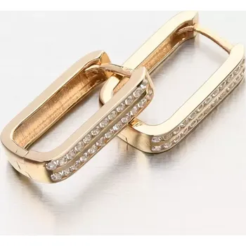 Náušnice Dámské náušnice žluté zlato 585 zirkon hranaté PKL22-067