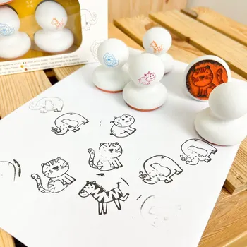 Dětské razítko Créa Lign Moje první razítká Zvířátka ze savany 6 ks