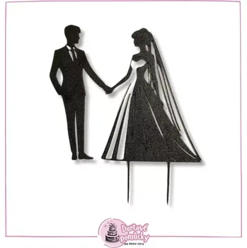 Svatební pár č.9 - plastový zápich - Červená