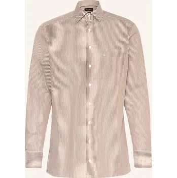 Pánská košile Olymp Pánská Košile Luxor Modern Fit, tmavě hnědá / bílá, 44