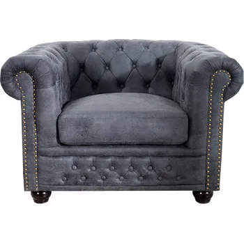 Křeslo Křeslo CHESTERFIELD starožitný vzhled z mikrovlákna šedé