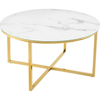 Konferenční stolek Konferenční stolek ELEGANCE GOLD X 80 CM bílý mramorový vzhled