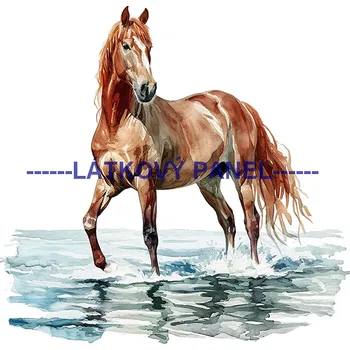 Látkový panel - Kůň - KON - 128 Velikost: 15x15cm, Materiál: Kočárkovina