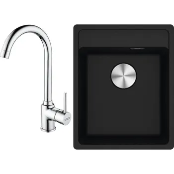 Granitový dřez Set RS Franke Maris MRG 610-37 RTL + Franke FP 9000 (šedý kámen + chrom)