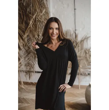 Těhotenské noční prádlo Milk & Love Bambusová těhotenská a kojící košile s dlouhým rukávem 3v1 Moon černá Velikost: 2XL