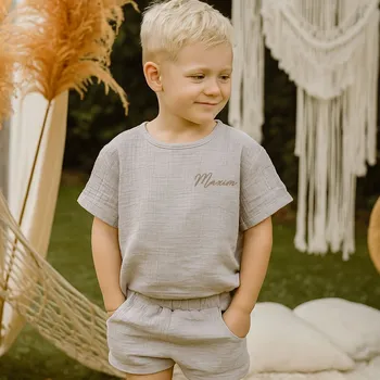 Kojenecká souprava Mušelínový set pro chlapečka Barva: Béžová, Velikost setu: 2r (vel.92)