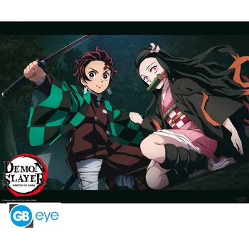 Plakát DEMON SLAYER - Poster Chibi 52 x 38 cm - Tanjiro and Nezuko Fight